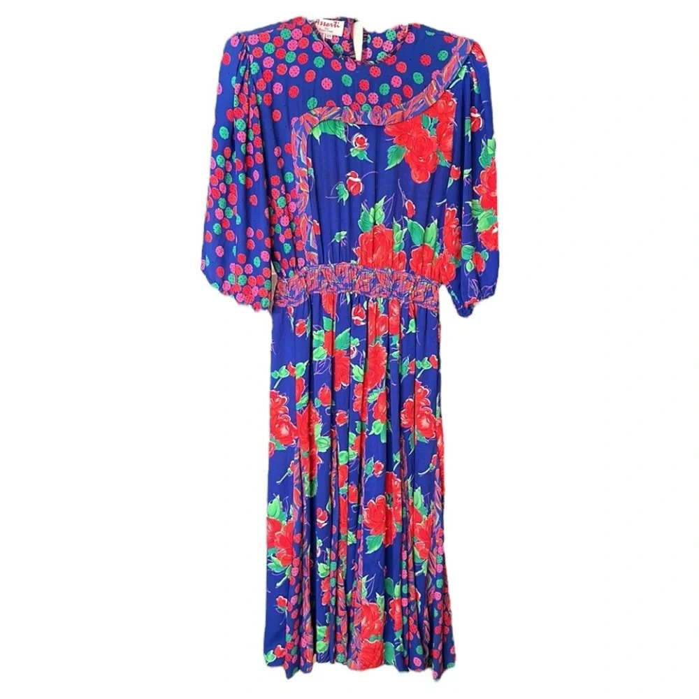 Vintage 80s ASSORTI‎ for Susan Freiss Dress MIDI Floral Cottagecore, Size XS - Picture 13 of 16